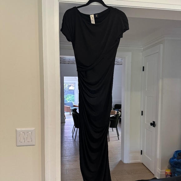 BIRD by JUICY COUTURE Black Asymmetric Ruched Jersey Dress - Size M - Picture 1 of 11